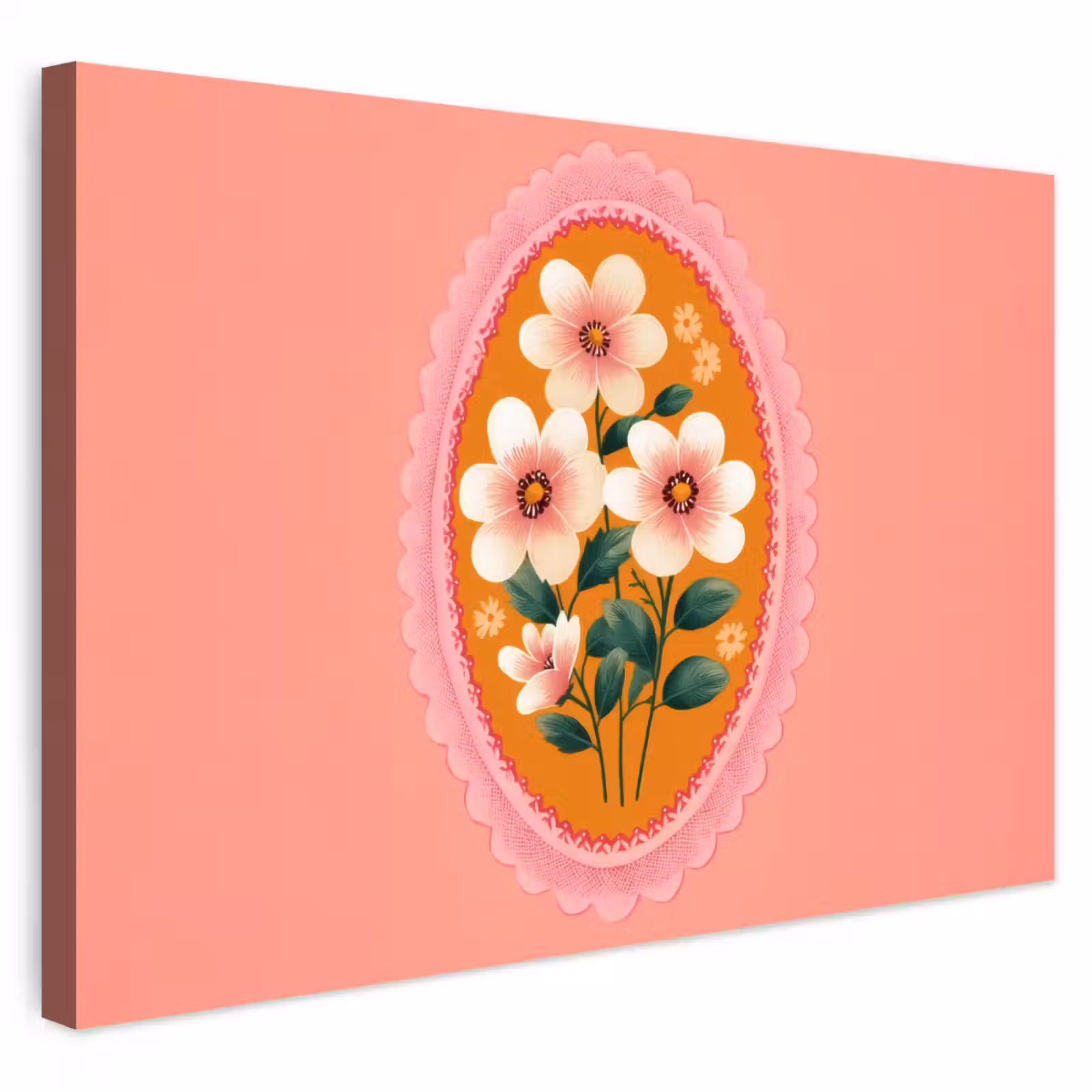 Buiten canvas - Illustratie - Bloemen - Rand - Roze — 1