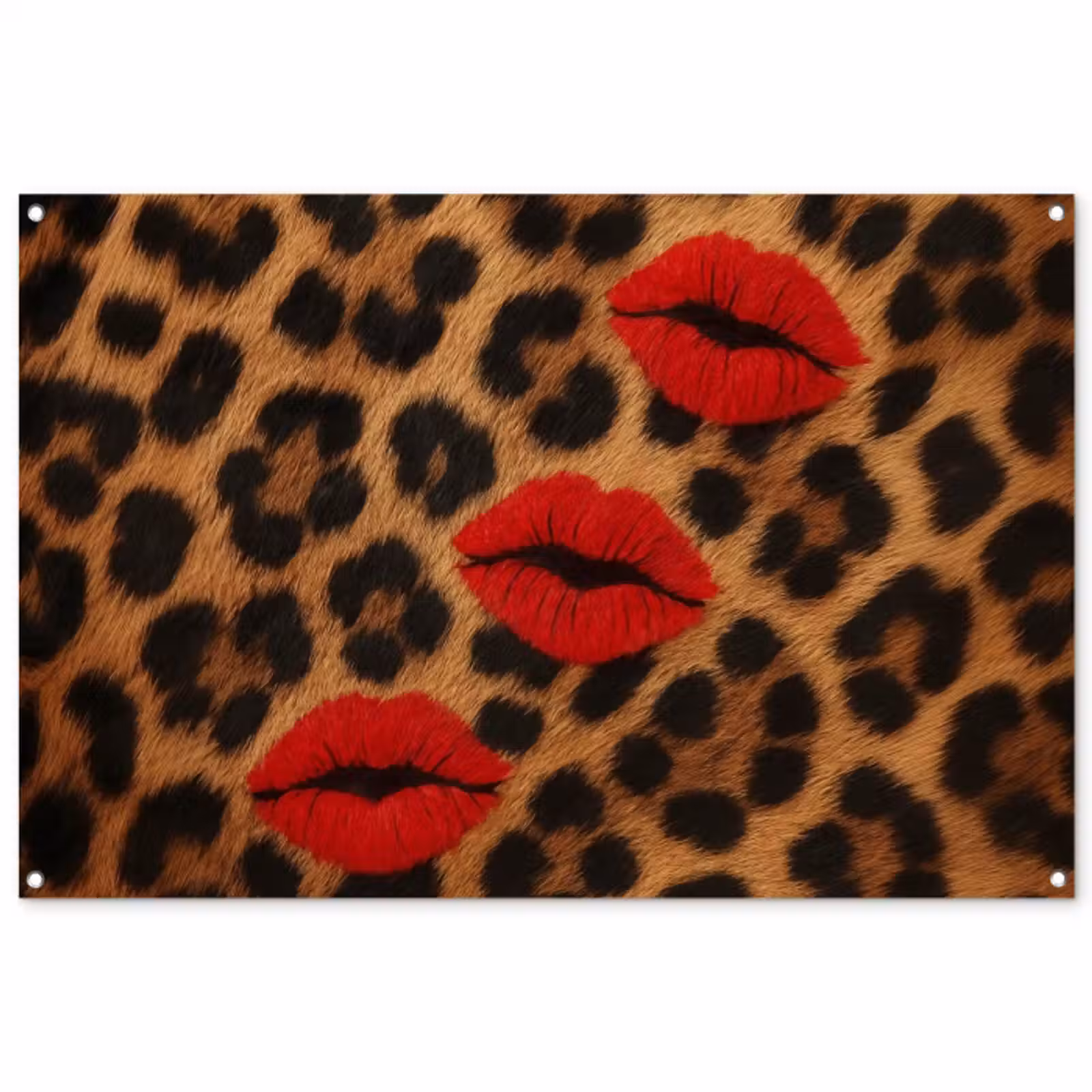 Tuinposter - Lippen - Drie - Rood - Panterprint — 1