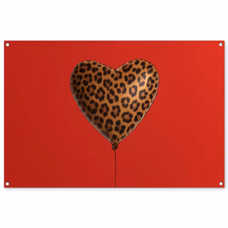 Tuinposter - Ballon - Hartvormig - Rood - Panterpatroon — 1