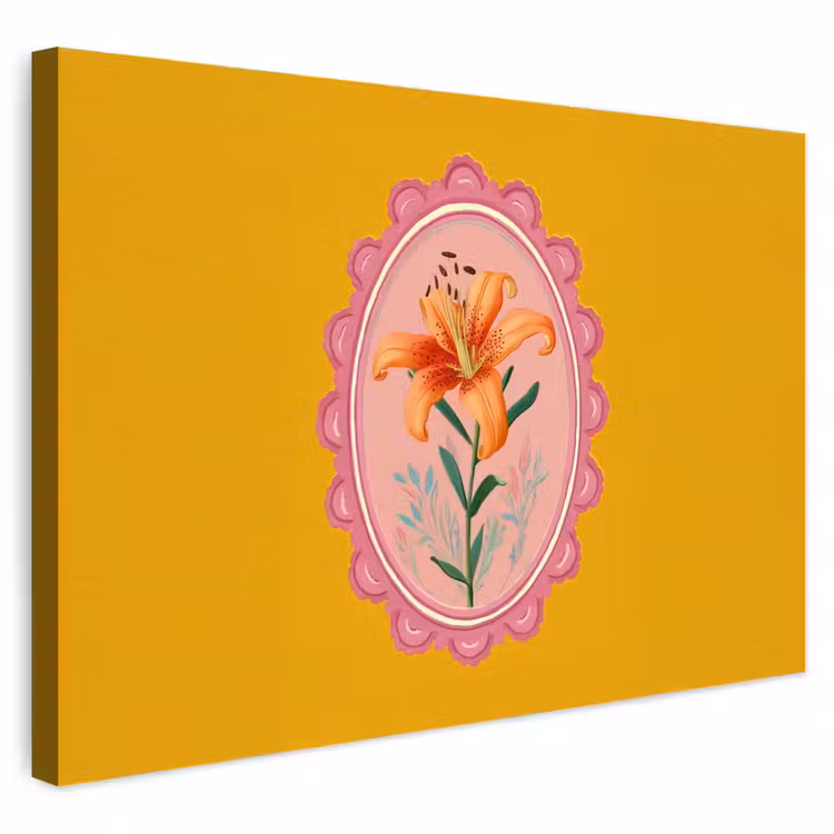 Buiten canvas - Lelie - Oranje - Lijst - Ovaal — 1
