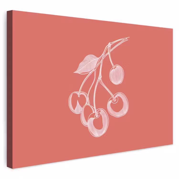 Buiten canvas - Lijnillustratie - Kersen - Tak - Wit — 1