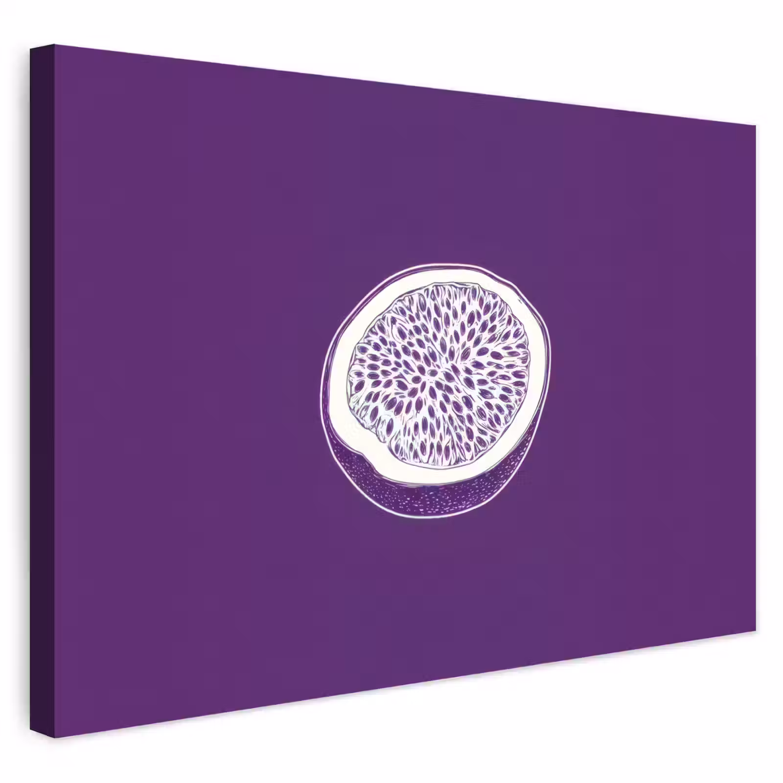 Buiten canvas - Passievrucht - Zaadjes - Paars - Minimalistisch — 1
