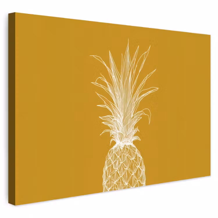 Buiten canvas - Lijnillustratie - Ananas - Bladkroon - Okergeel — 1