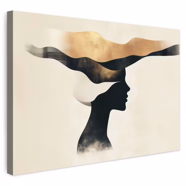 Buiten canvas - Vrouw - Golven - Zwart — 1