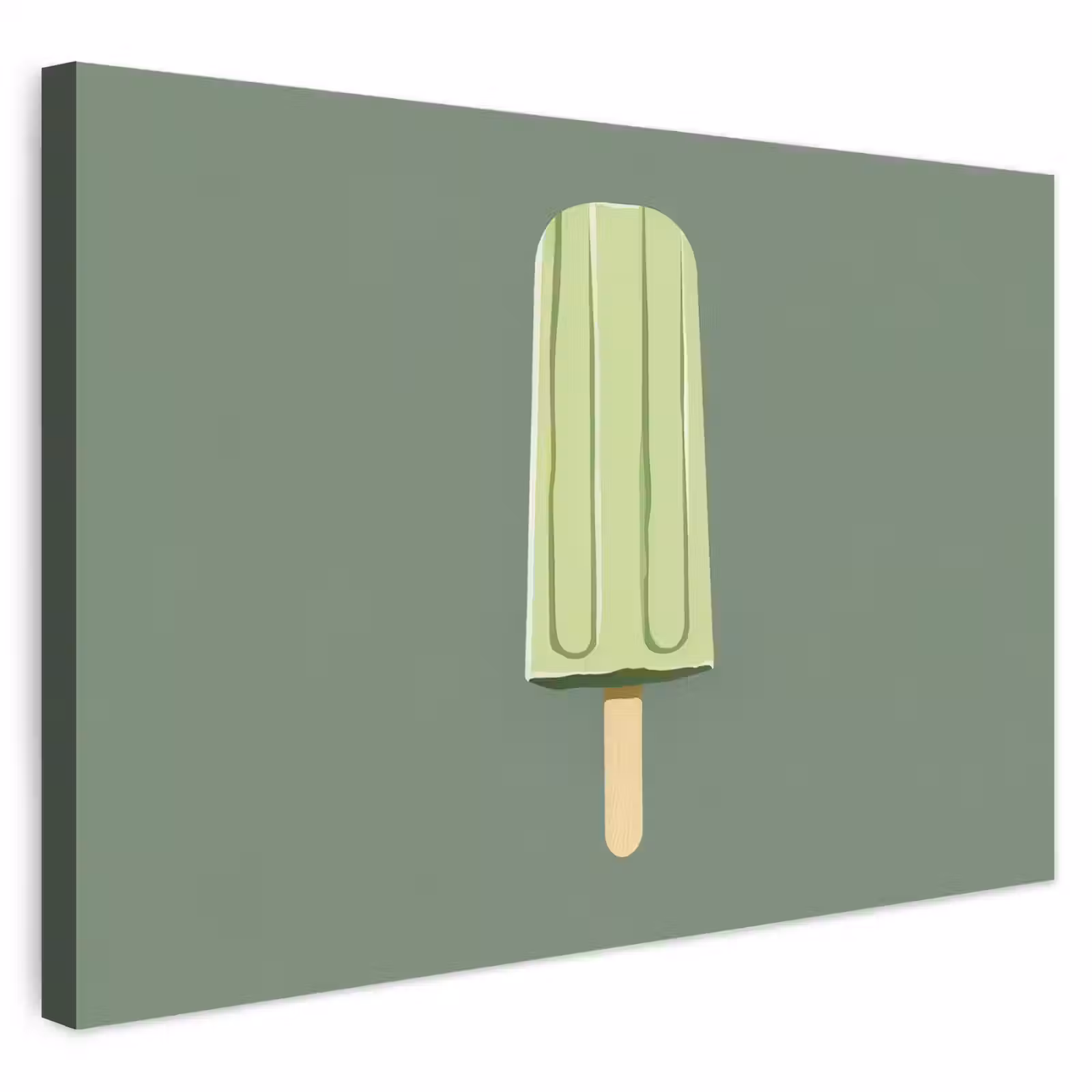 Buiten canvas - Groen - Waterijsje - Stokje - Illustratie — 1
