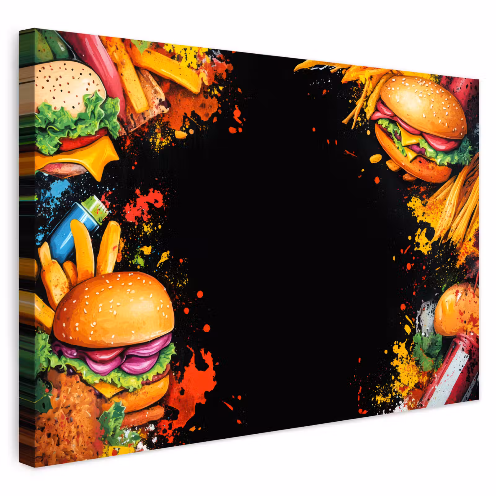 Buiten canvas - Fastfood - Graffiti - Hamburger - Eten - Modern — 1