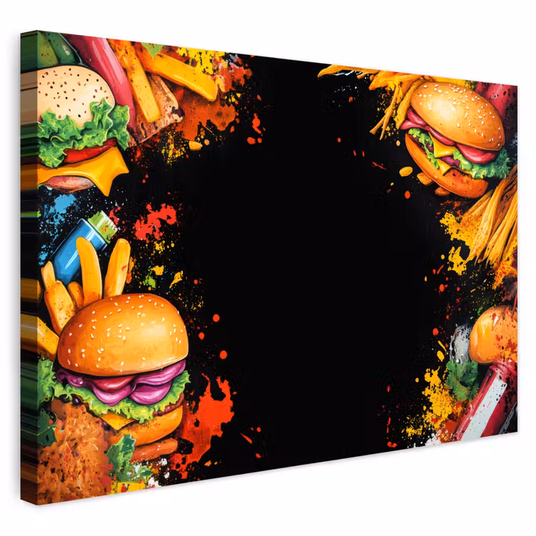 Buiten canvas - Fastfood - Graffiti - Hamburger - Eten - Modern — 1
