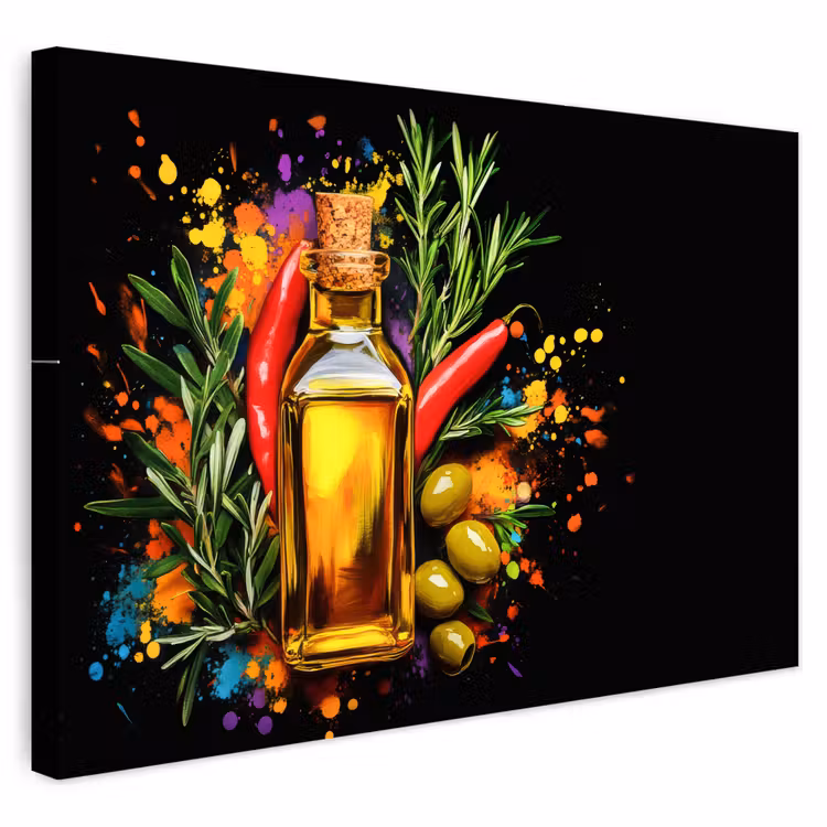 Buiten canvas - Olijfolie - Graffiti - Peper - Olijven - Modern — 1