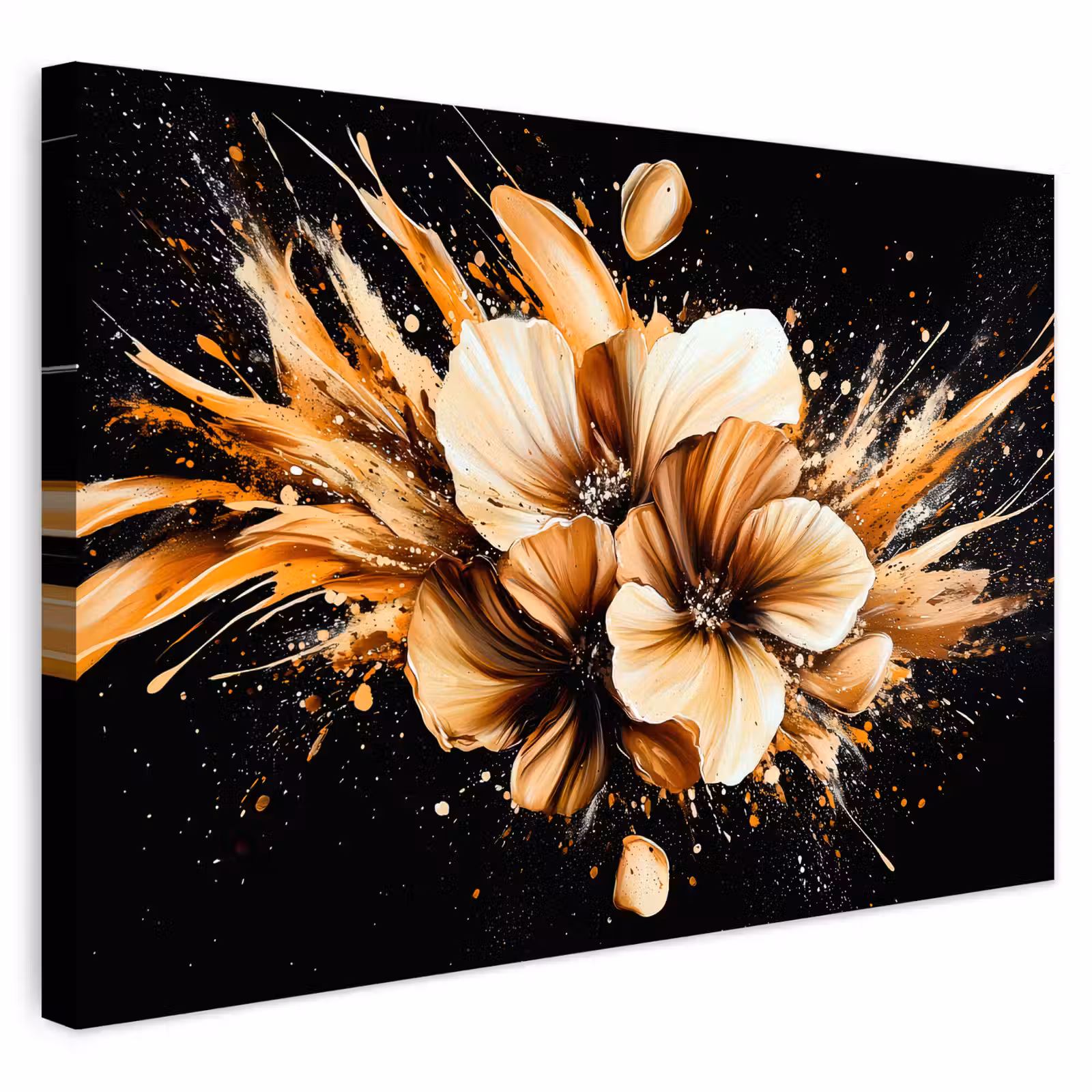 Buiten canvas - Bloemen - Goud - Graffiti - Zwart - Abstract — 1
