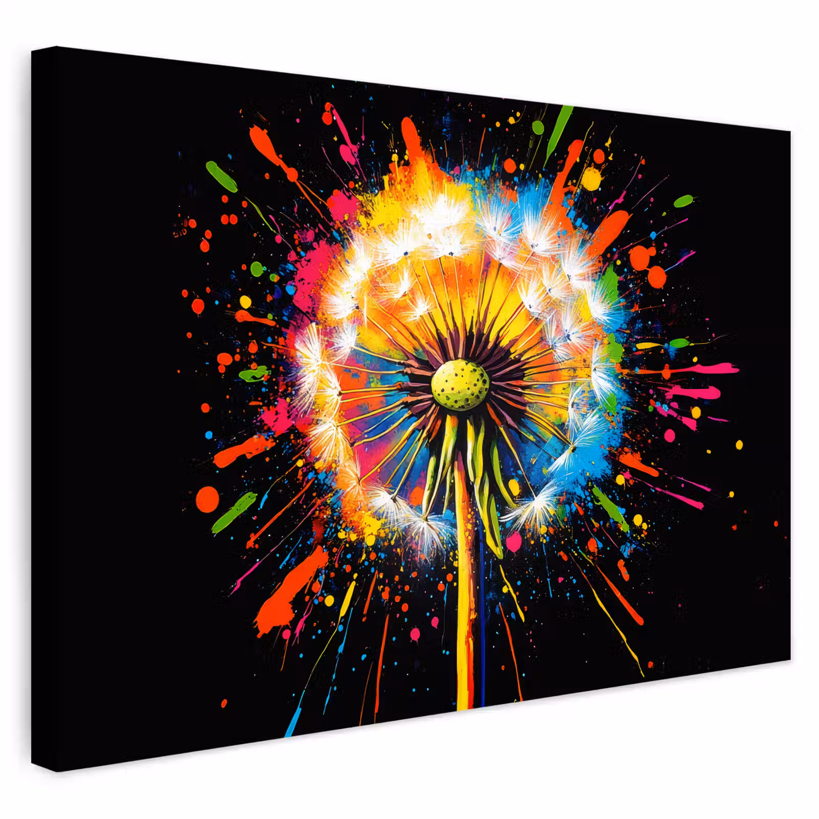 Buiten canvas - Paardenbloem - Graffiti - Kleurrijk - Bloemen - Natuur — 1