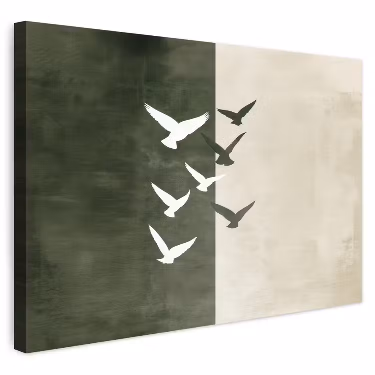 Buiten canvas - Japandi - Vogel - Groen — 1