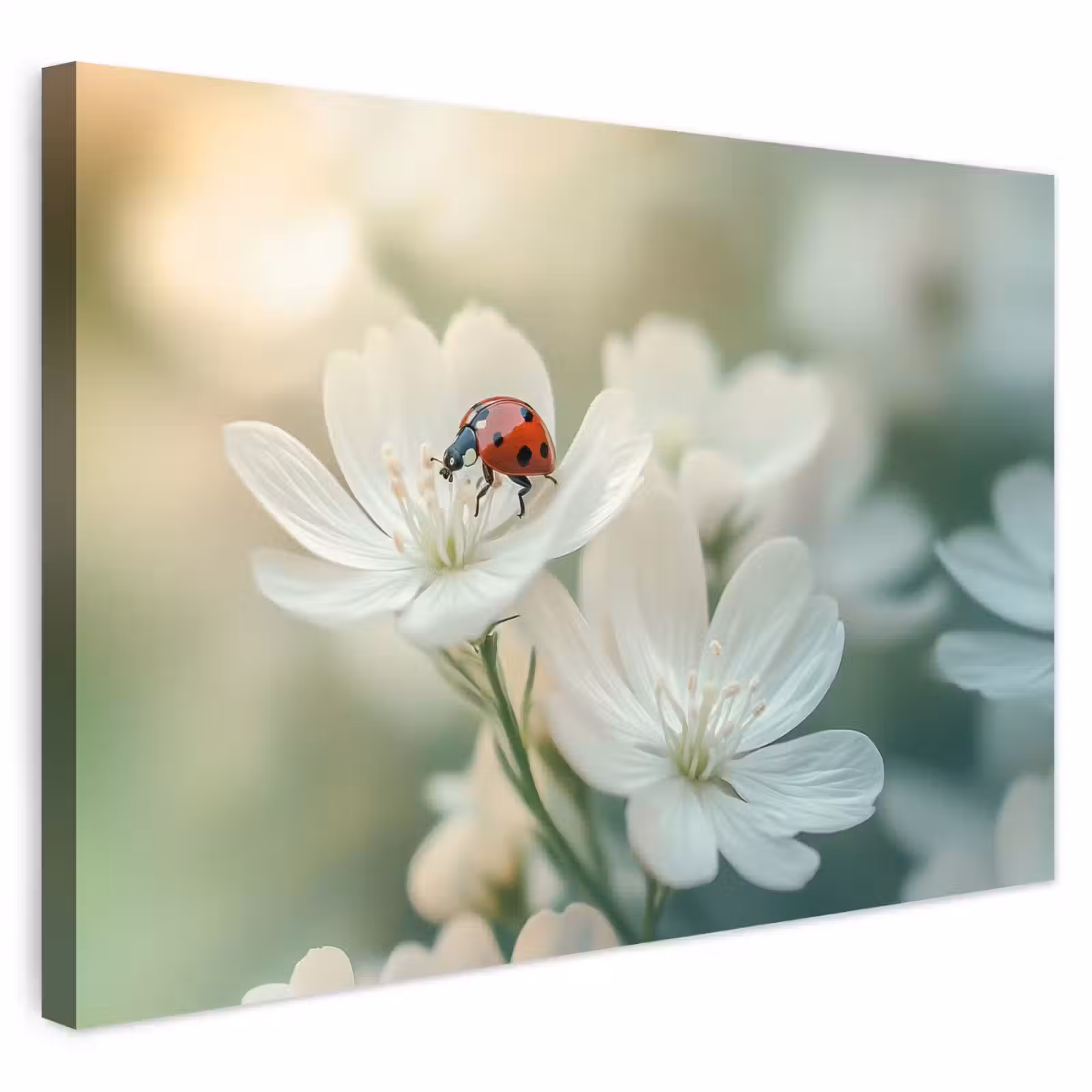 Buiten canvas - Lieveheersbeestje - Bloemen - Wit — 1