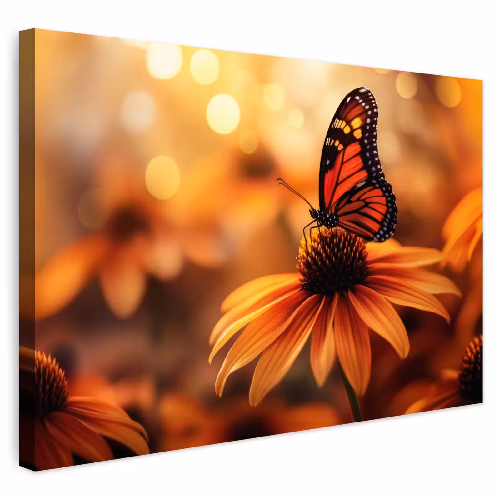 Buiten canvas - Vlinder - Bloemen - Oranje — 1