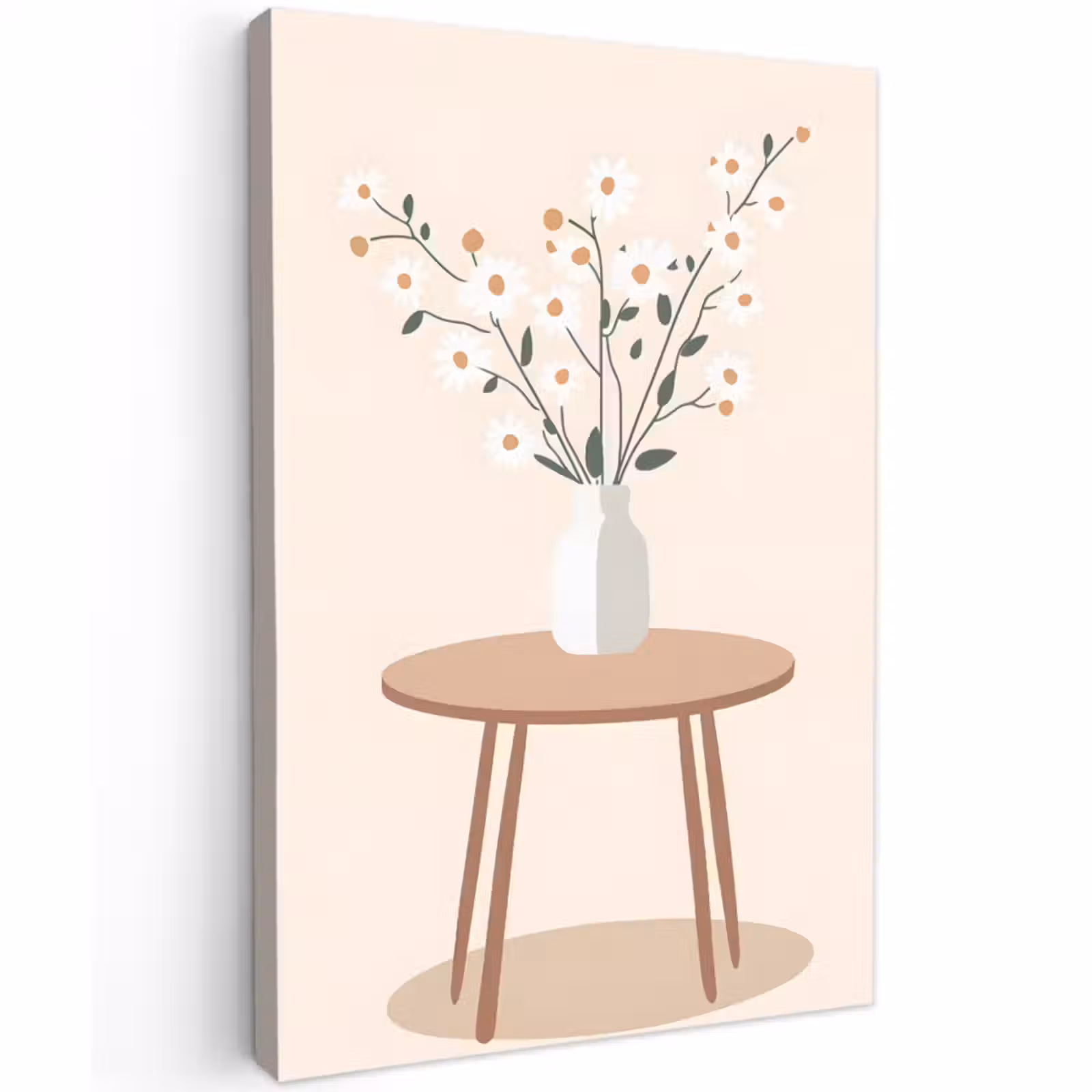 Buiten canvas - Vaas - Bloemen - Madeliefjes - Beige — 1