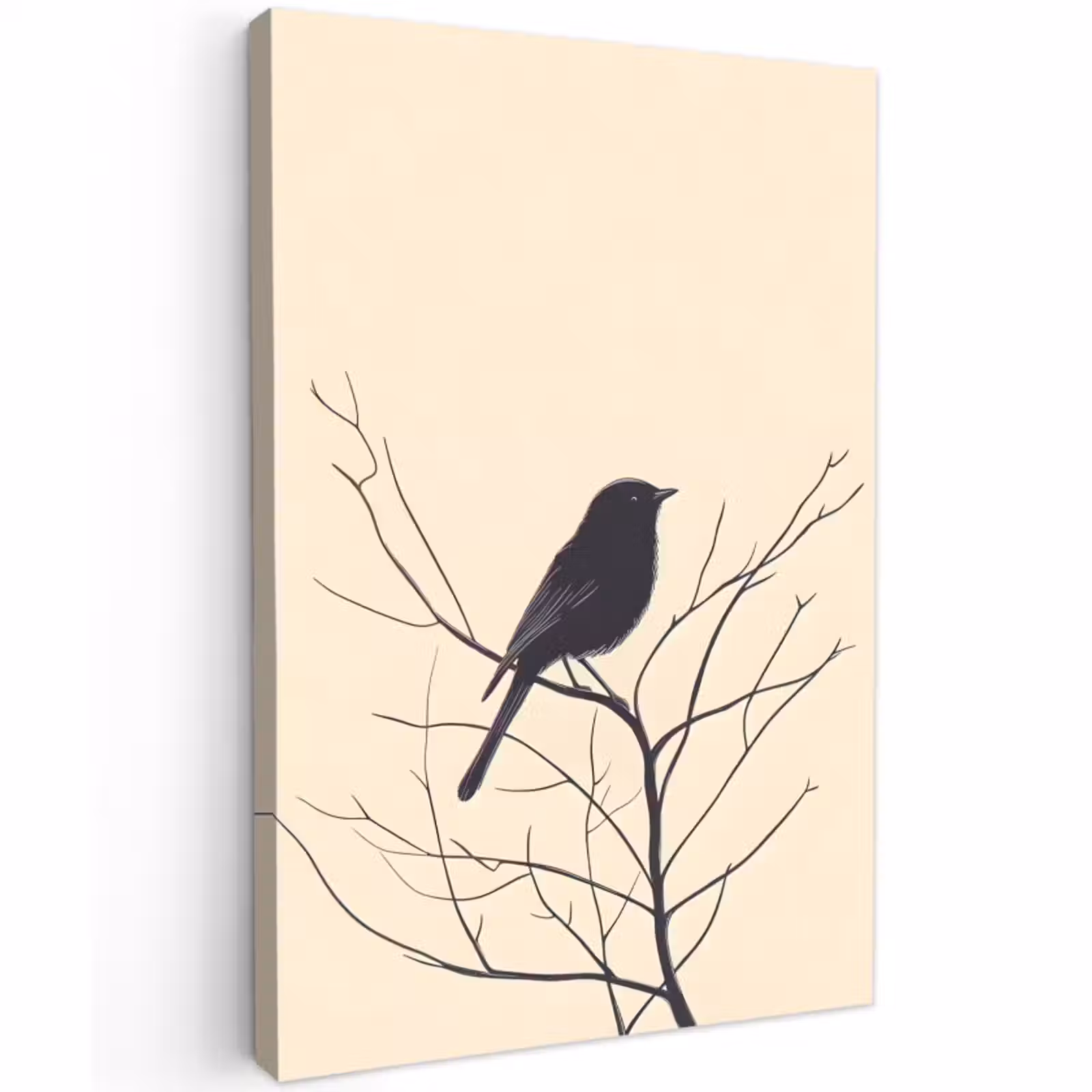 Buiten canvas - Vogel - Zwart - Tak - Minimalistisch — 1