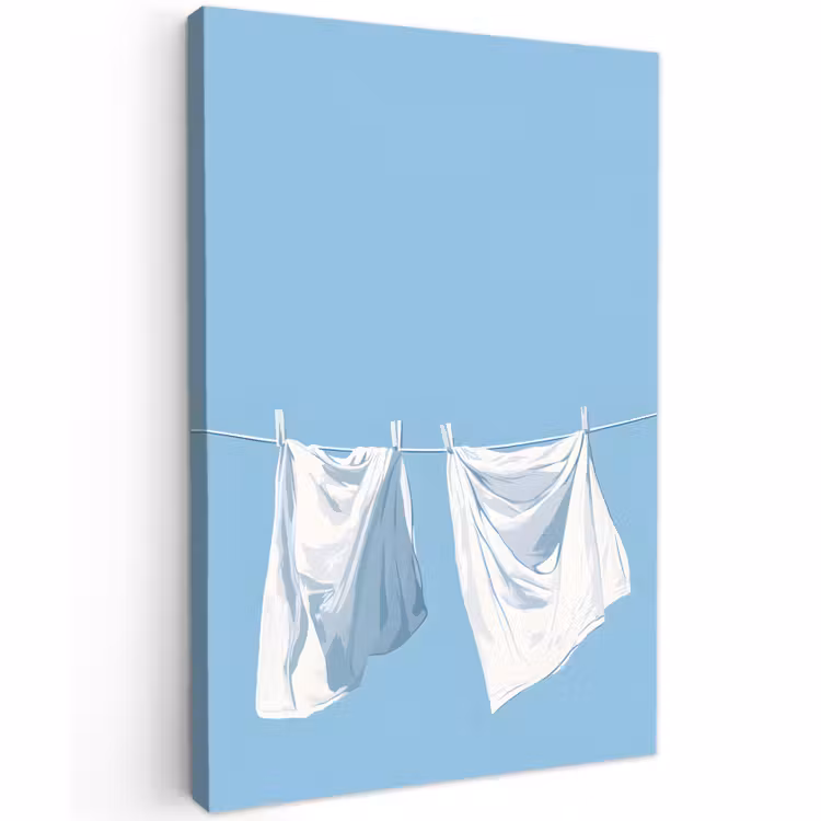 Buiten canvas - Lakens - Waslijn - Blauw - Minimalistisch — 1