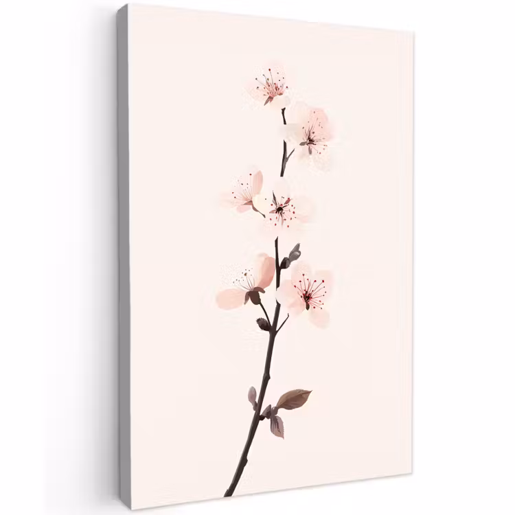 Buiten canvas - Minimalistisch - Bloesem - Tak - Roze — 1
