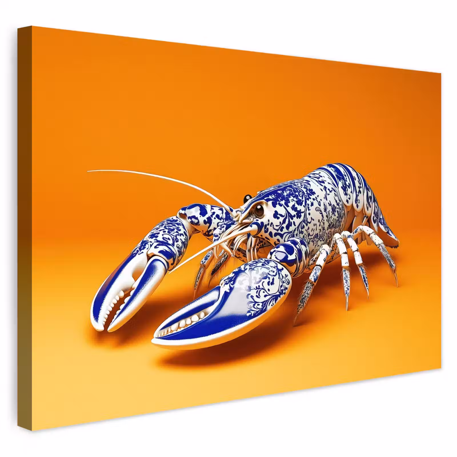 Buiten canvas - Kreeft - Delftsblauw - Schild - Stoer - Oranje — 1