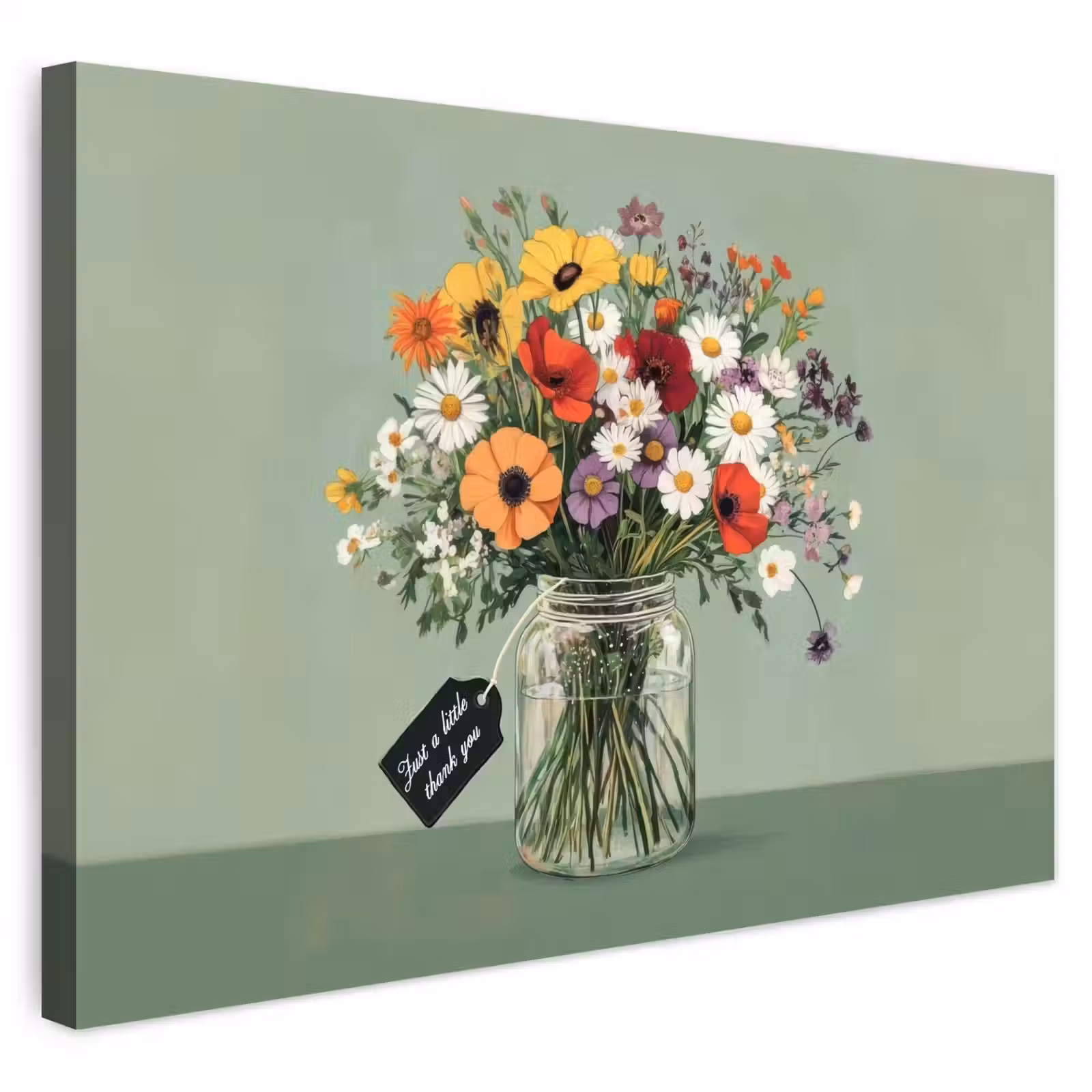 Buiten canvas - Bloemen - Vaas - Kaartje — 1