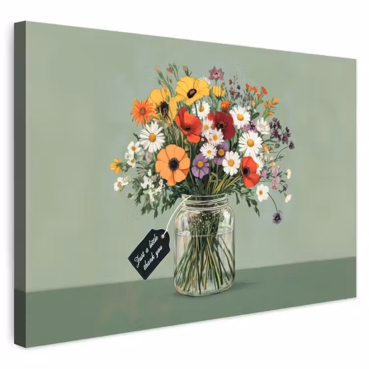Buiten canvas - Bloemen - Vaas - Kaartje — 1