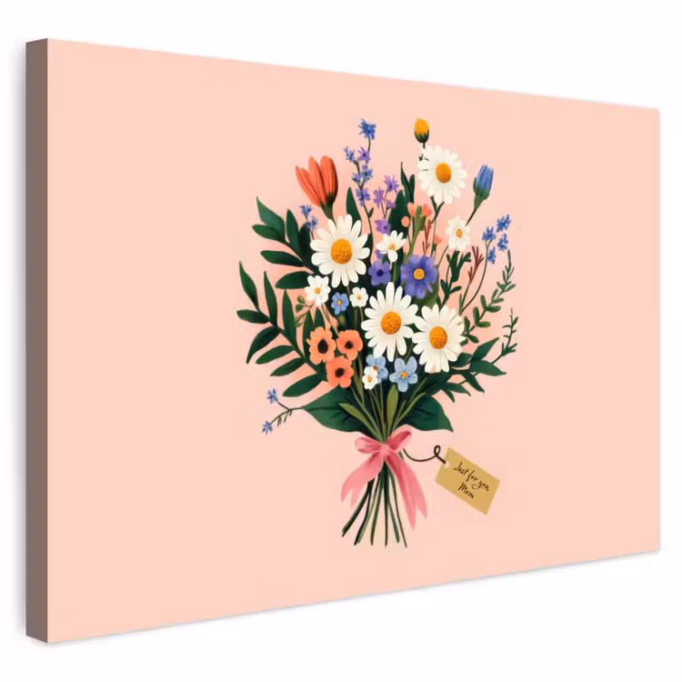 Buiten canvas - Margrieten - Boeket - Strikje - Roze — 1