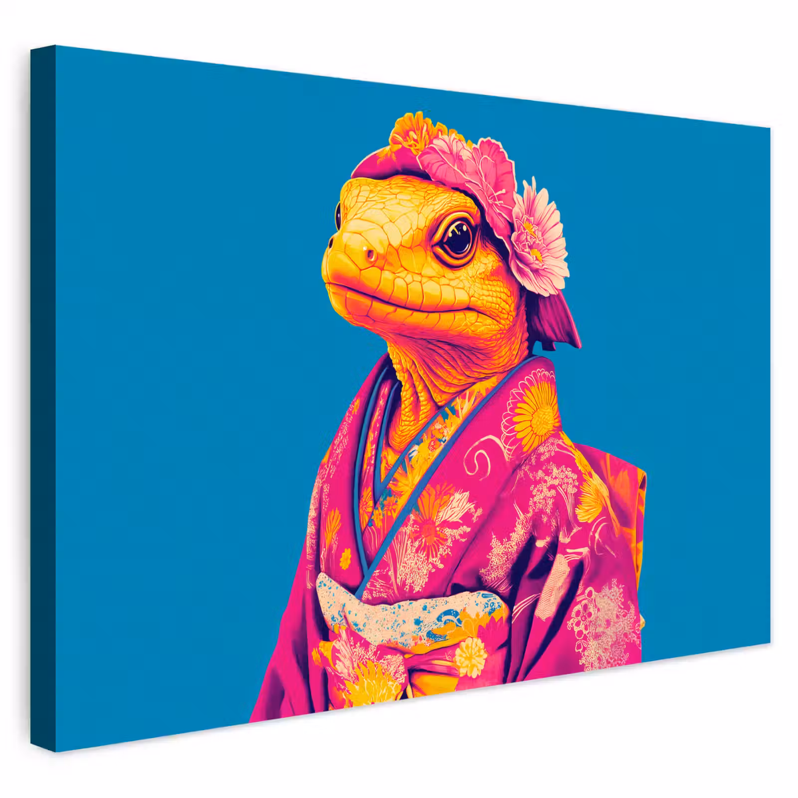 Buiten canvas - Bloemenkrans - Hagedis - Kimono - Paars — 1