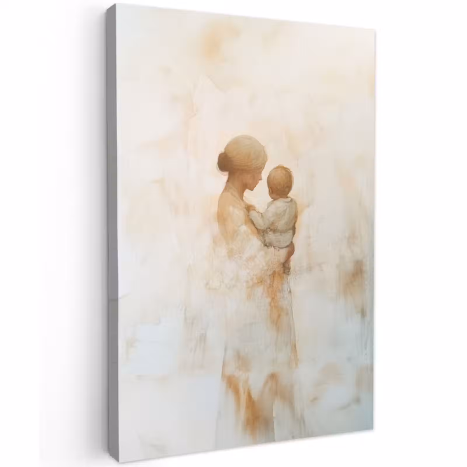 Buiten canvas - Kind - Moeder - Waterverfschilderij — 1