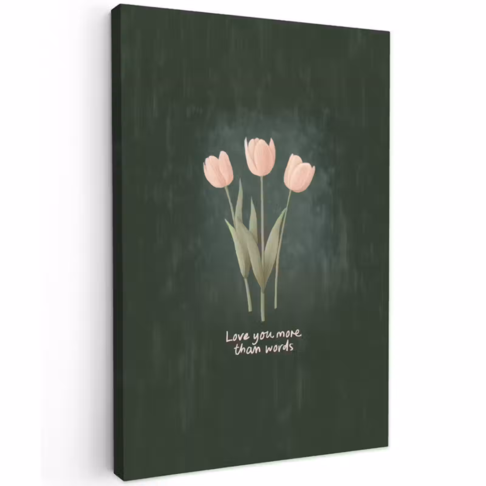 Buiten canvas - Tulpen - Roze - Tekst - Love — 1