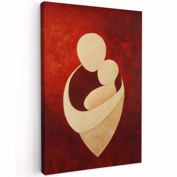 Buiten canvas - Abstract - Moeder - Kind - Rood — 1