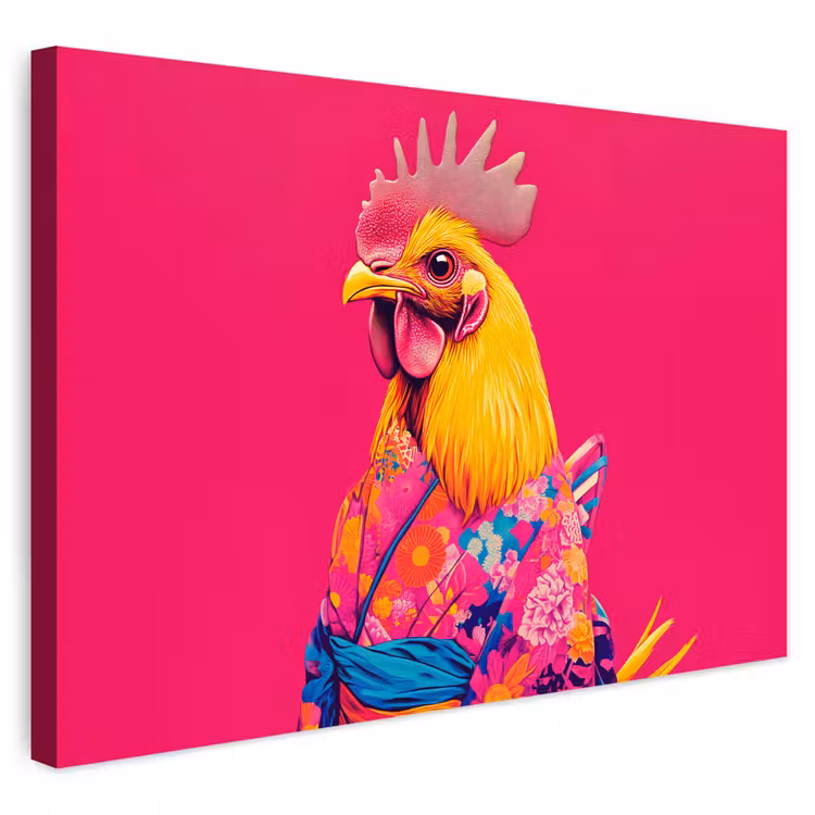 Buiten canvas - Haan - Kleurrijk - Kimono - Roze — 1