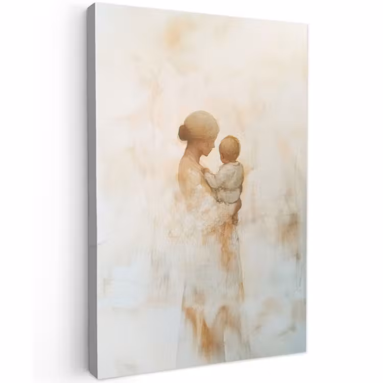Buiten canvas - Kind - Moeder - Waterverfschilderij — 1