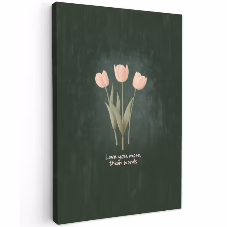 Buiten canvas - Tulpen - Roze - Tekst - Love — 1