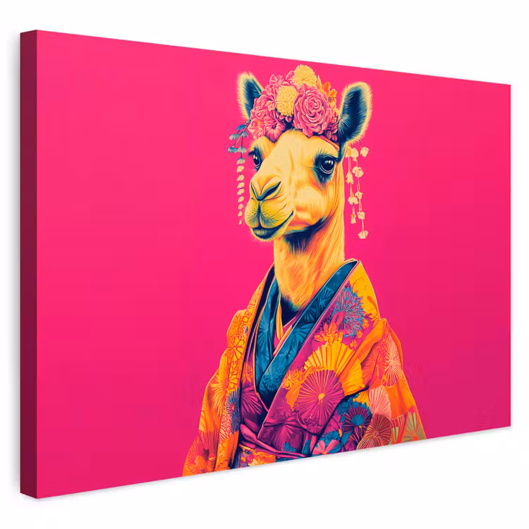 Buiten canvas - Kameel - Bloemen - Kimono - Waaiers — 1