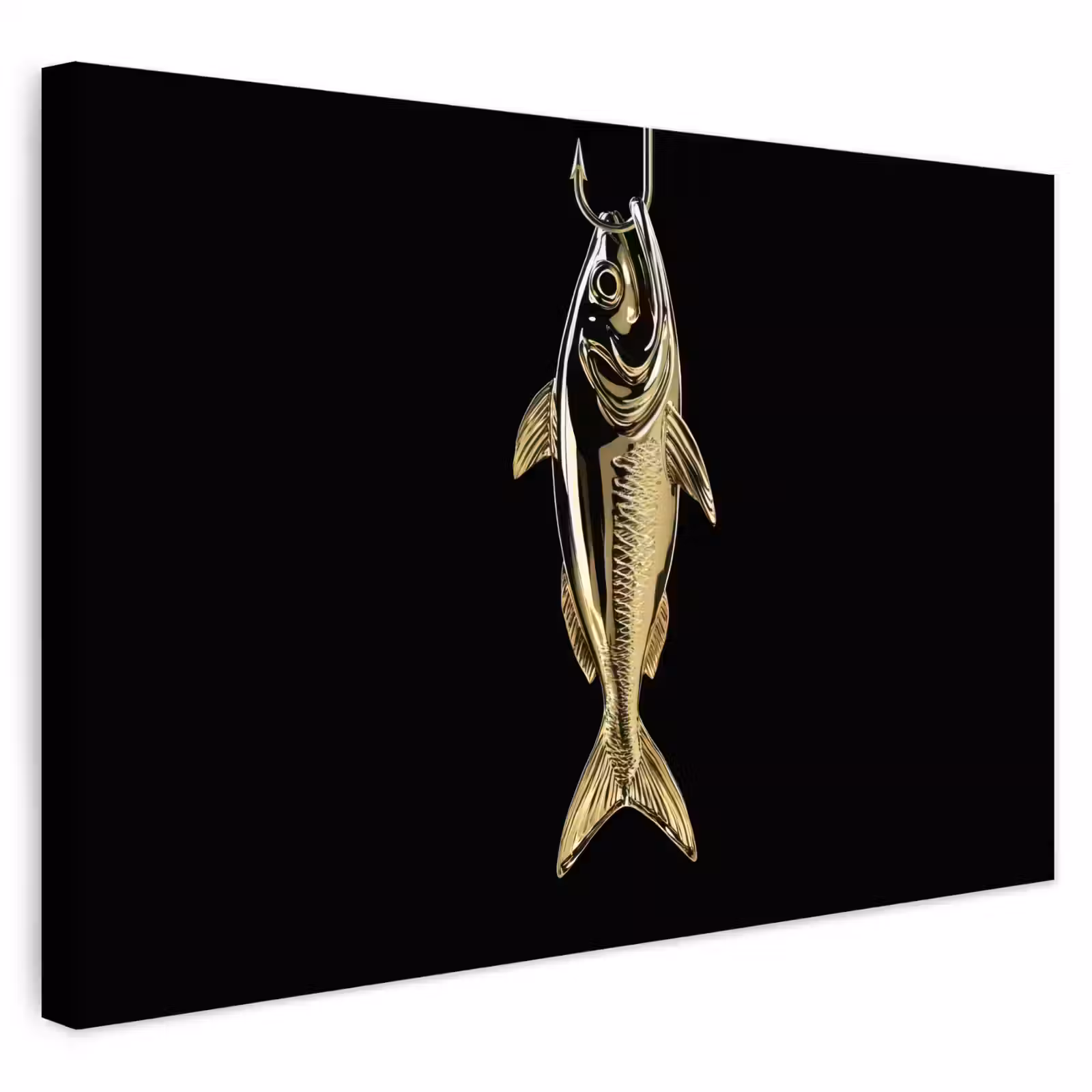Buiten canvas - Goud - Vis - Haak - Zwart — 1