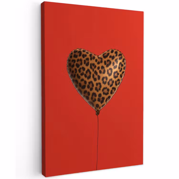Buiten canvas - Ballon - Hartvormig - Rood - Panterpatroon — 1