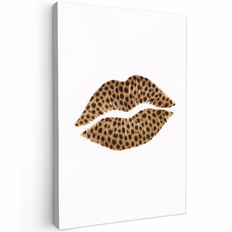 Buiten canvas - Lip - Panterprint - Minimalistisch - Wit — 1