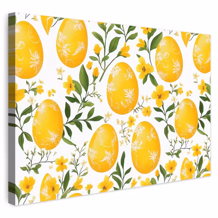 Buiten canvas - Bloemen - Paaseieren - Geel — 1