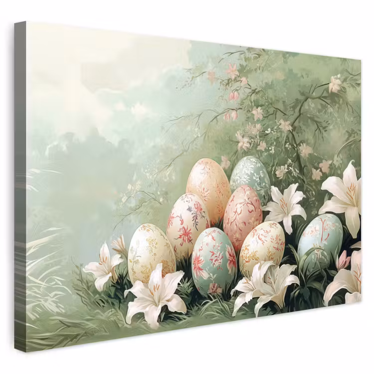Buiten canvas - Paaseieren - Pasteltinten - Bloemen — 1