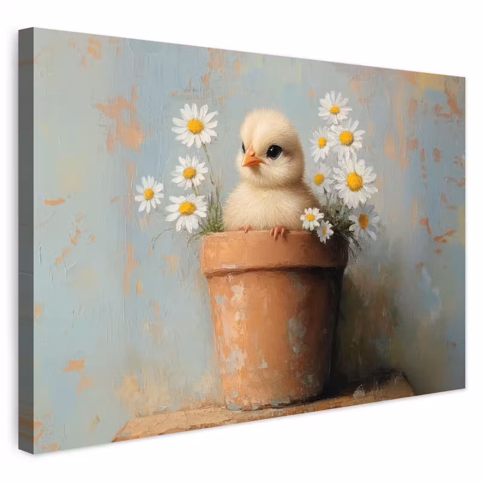 Buiten canvas - Bloempot - Kuiken - Bloemetjes — 1