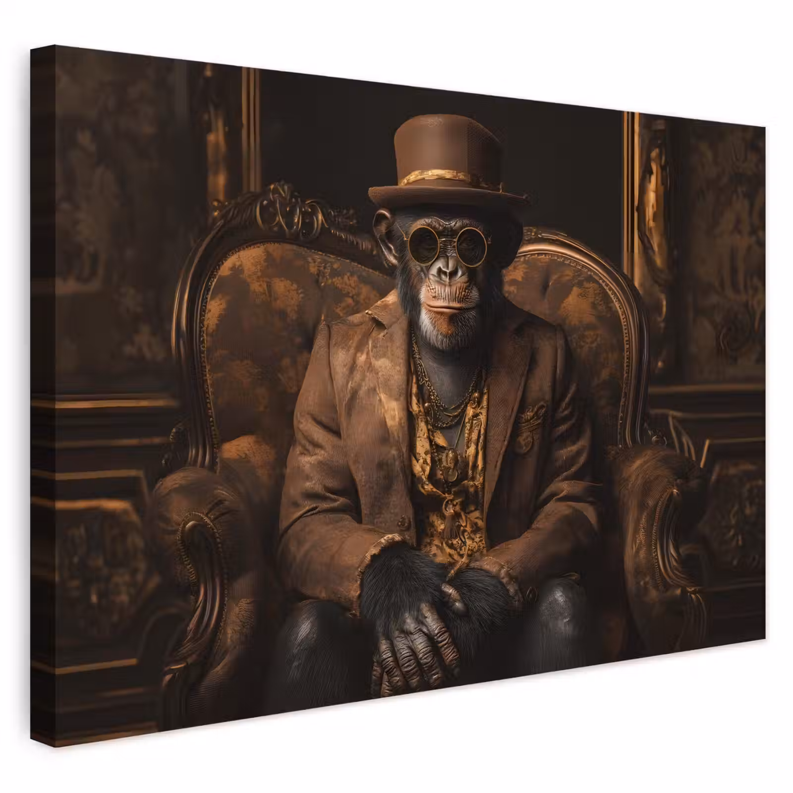 Buiten canvas - Chimpansee - Stoel - Pak - Bruin — 1