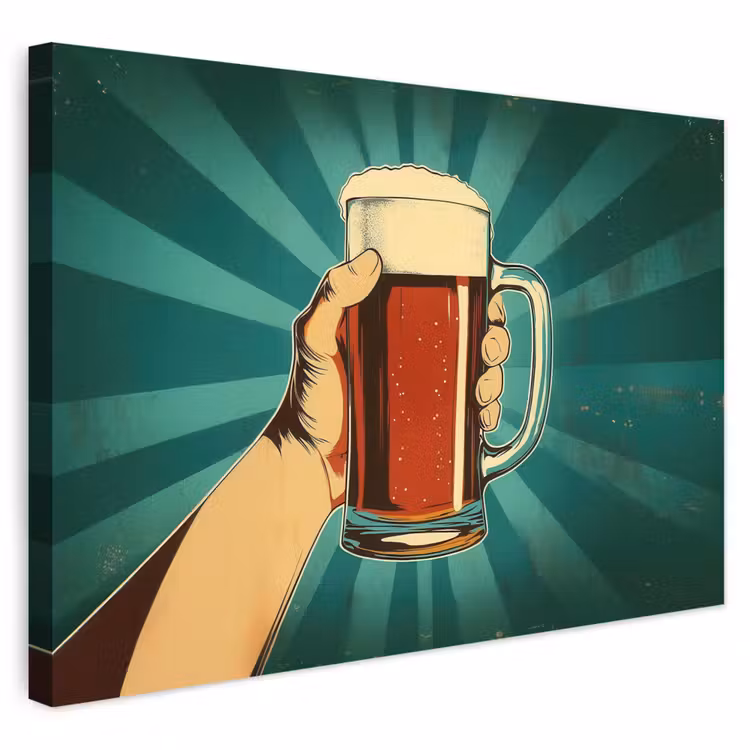 Buiten canvas - Bierglas - Schuim - Retro - Groen — 1