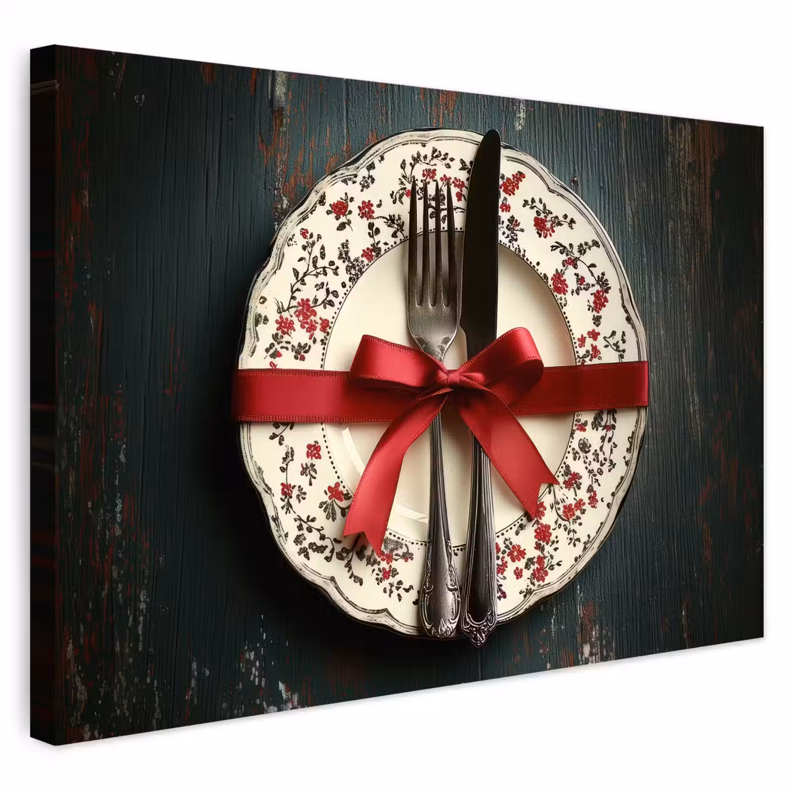 Buiten canvas - Rood - Strik - Bestek — 1