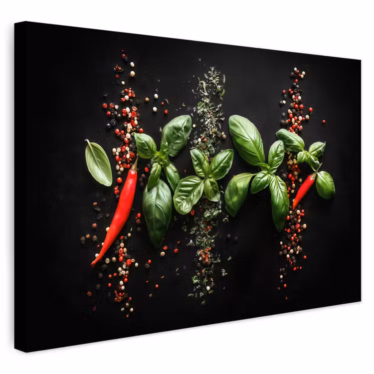 Buiten canvas - Chilipepers - Basilicum - Blaadjes - Rood — 1