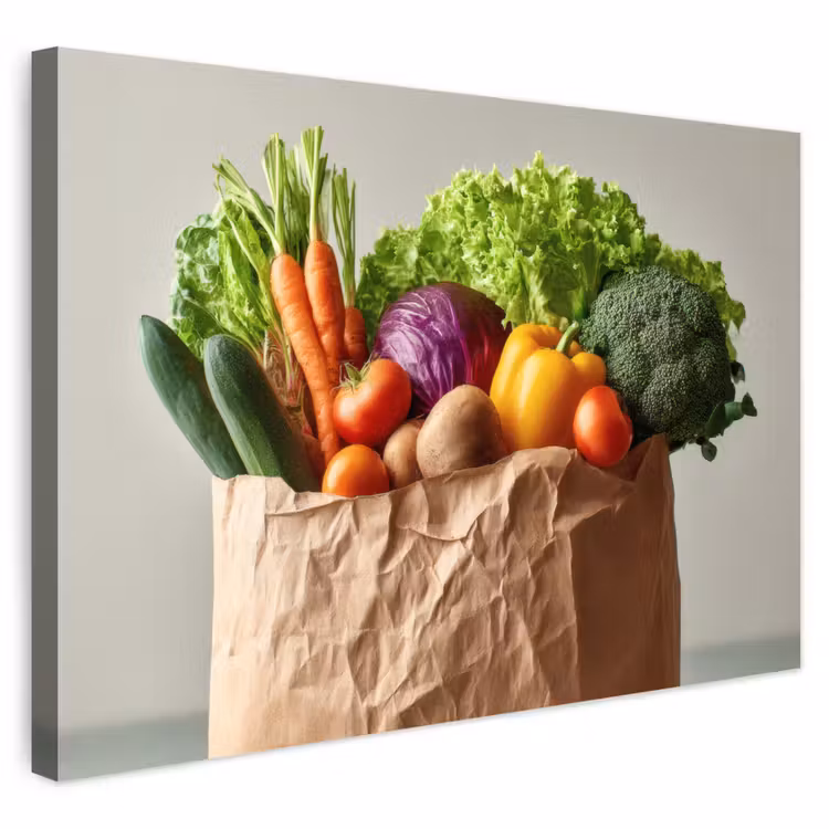 Buiten canvas - Papieren - Boodschappen - Groente - Kleurrijk — 1