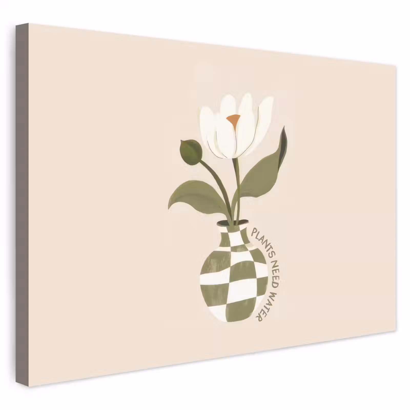Buiten canvas - Bloem - Wit - Vaas - Quote — 1