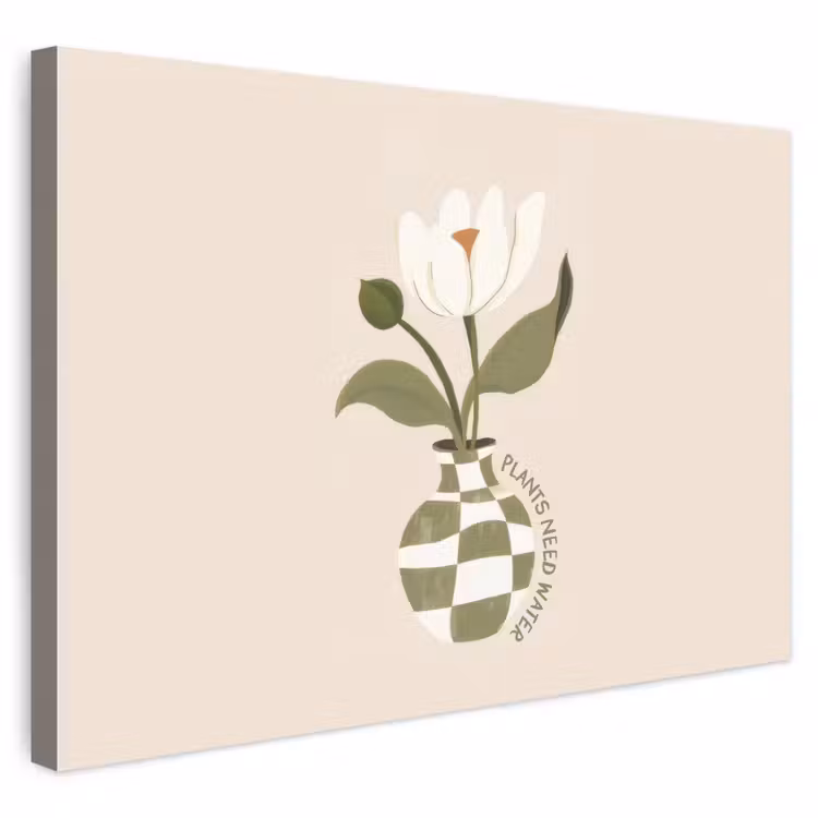 Buiten canvas - Bloem - Wit - Vaas - Quote — 1