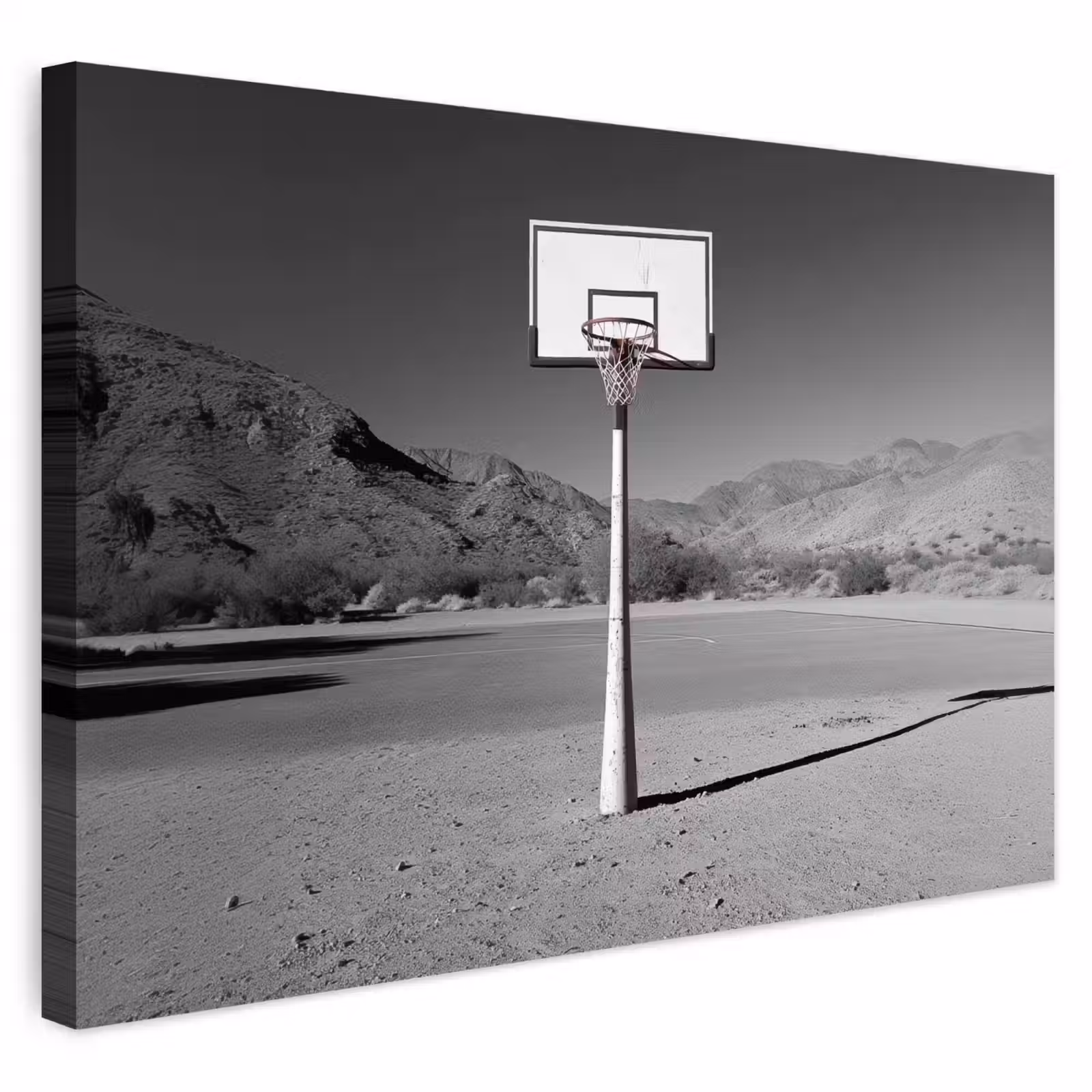 Buiten canvas - Basketbalpaal - Landschap - Zand - Wit — 1