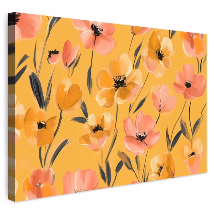Buiten canvas - Bloemen - Geschilderd - Geel — 1