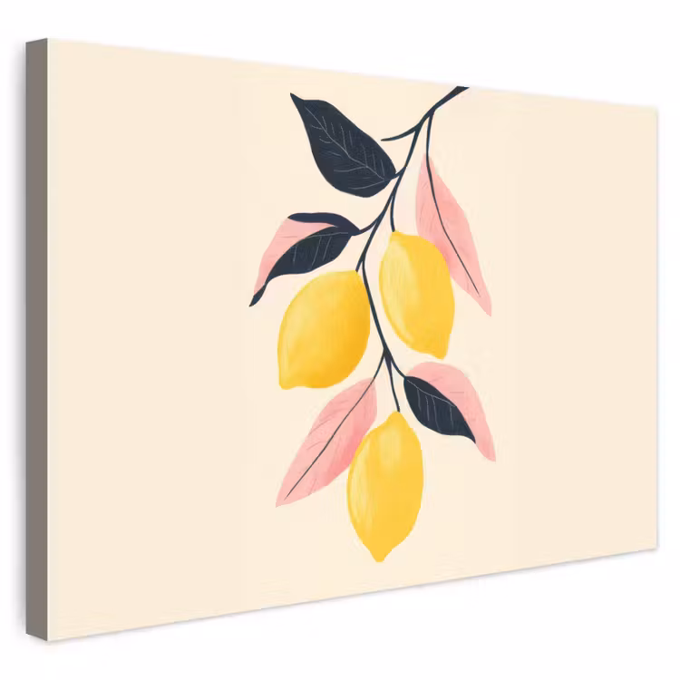 Buiten canvas - Citroenen - Felgeel - Tak - Bladeren — 1