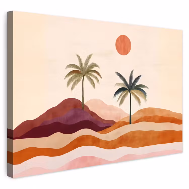 Buiten canvas - Palmbomen - Abstract - Zon - Heuvels — 1
